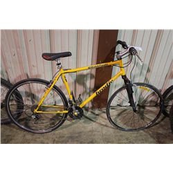 YELLOW BRODIE 24 SPEED FRONT SUSPENSION HYBRID STYLE BIKE