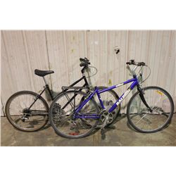 2 BIKES: BLUE RALEIGHT MOUNTAIN & BLACK NO NAME MOUNTAIN BIKE