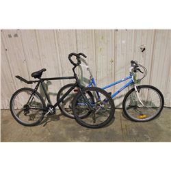 2 BIKES: BLUE PROBE MOUNTAIN BIKE & BLACK NO NAME MOUNTAIN BIKE