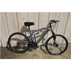 GREY WICKED 21 SPEED FULL SUSPENSION MOUNTAIN BIKE WITH FRONT DISC BRAKE