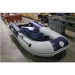 GREAT PACIFIC  RXK-300 10' 4 PERSON PVC INFLATABLE SOFT BOTTOM BOAT IN LIGHT GREY / DARK BLUE