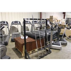 BLACK METAL WEIGHT RACK WITH 4 BARBELLS