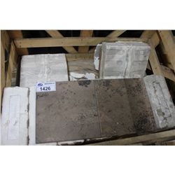 12" X 12" ANTIQUE BROWN STONE TILES 93 PCS