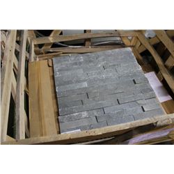 24" X 6" SILVER GREY ROUGH EDGE FLAT  WALL STONE TILES 62 PCS