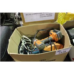 BOX OF CORDLESS DRILLS