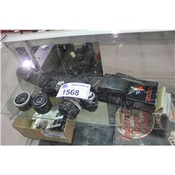 CANON AE-1 CAMERA WITH 5 LENSES AND FLASH