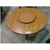 Image 1 : ROUND SINGLE PEDESTAL SOLID OAK COFFEE TABLE WITH MATCHING LAZY SUSAN