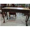 Image 1 : BEAUTIFULLY INLAID TOP CARVED MAHOGANY  BALL AND CLAW FOOT HALL/ ACCENT TABLE