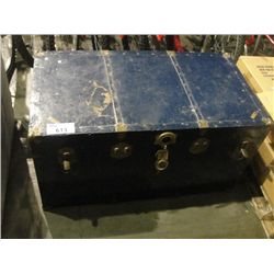 BLUE METAL STEAMER TRUNK