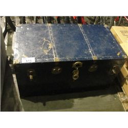 BLUE METAL STEAMER TRUNK