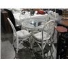 Image 1 : 6PC WHITE WICKER RATTAN GLASS TOP TABLE SET WITH MATCHING CABINET