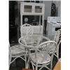 Image 2 : 6PC WHITE WICKER RATTAN GLASS TOP TABLE SET WITH MATCHING CABINET