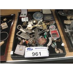 TRAY OF ASSORTED  JEWELLERY AND COLLECTABLE ITEMS; TRAY NOT INCLUDED