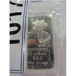 .999 SILVER ART BAR IN CASE NAPOLIAN BONAPARTE BAR. TAX EXEMPT