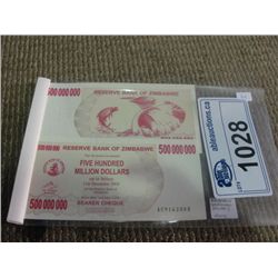 2X BANK OF ZIMBABWE 500,000,000 $ NOTE