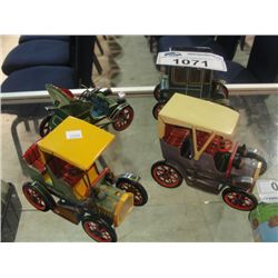 4 VINTAGE COLLECTORS TIN LITHO MECHANICAL TOY CARS