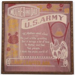 Mother and Dad US Army Camp Chaffee WWII Woven Cloth