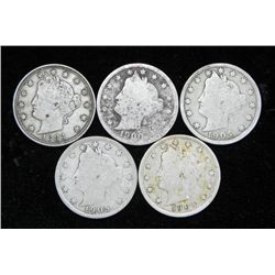 5 V Nickels with 3 Different Dates