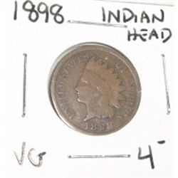1898 INDIAN HEAD PENNY RED BOOK VALUE $4.00+ *NICE EARLY VERY GOOD GRADE*!! PENNY CAME OUT OF SAFE!!