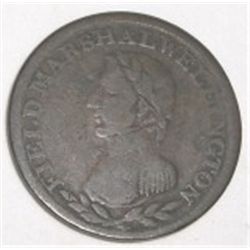 VERY OLD VINTAGE HALF PENNY TOKEN *FIELD MARSHAL WELLINGTON* COIN!! COIN CAME OUT OF SAFE!!