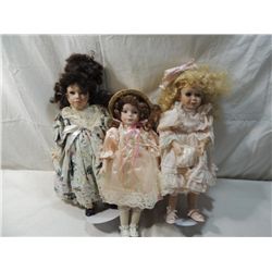 LOT 3 PORCELAIN DOLLS