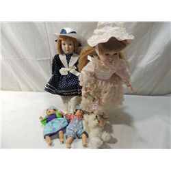 LOT 4 ASSORTED PORCELAIN DOLLS
