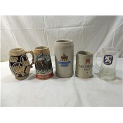 LOT 5 BEER STEINS