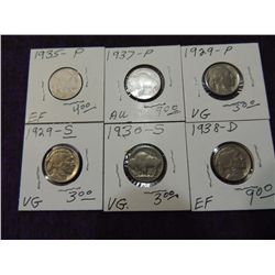 LOT 6 BUFFALO NICKELS