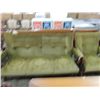 Image 2 : VINTAGE VELVET GREEN SOFA & CHAIR
