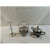 Image 1 : LOT 3 SILVERPLATED SUGAR BOWL, CANDY BOWL  & CANDL