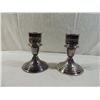 Image 2 : LOT 4 BRASS METAL CANDLE HOLDERS, DISH WITH COVER