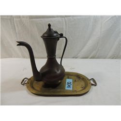 ANTIQUE  RUSSIAN TEA POT AND TRAY
