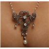 Image 5 : 14-18KT Two-Tone Gold 2.25ctw Diamond and Pearl Vintage Necklace