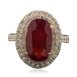 14KT Yellow Gold 5.70ct Ruby and Diamond Ring