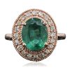 Image 1 : 14KT Rose Gold 2.77ct Emerald and Diamond Ring