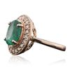 Image 2 : 14KT Rose Gold 2.77ct Emerald and Diamond Ring