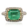 Image 1 : 14KT Yellow Gold 4.04ct Emerald and Diamond Ring