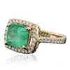 Image 2 : 14KT Yellow Gold 4.04ct Emerald and Diamond Ring