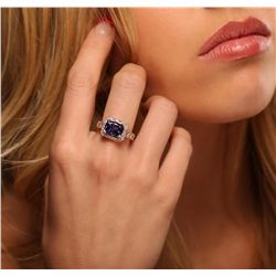 14KT Rose Gold 3.85ct Tanzanite and Diamond Ring