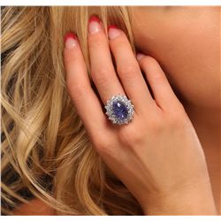 14KT White Gold 8.00ct Tanzanite and Diamond Ring