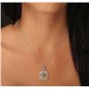 Image 2 : 14KT White Gold 3.50ct Sapphire and Diamond Pendant With Chain