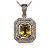 Image 4 : 14KT White Gold 3.50ct Sapphire and Diamond Pendant With Chain