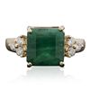 Image 3 : 14KT Yellow Gold 4.19ct Emerald and Diamond Ring