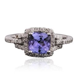 14KT White Gold 1.25ct Tanzanite and Diamond Ring