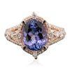 Image 3 : 14KT Rose Gold 4.48ct Tanzanite and Diamond Ring
