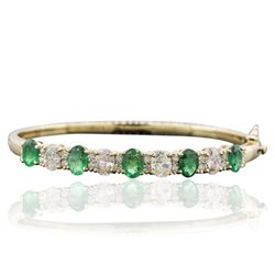 14KT Yellow Gold 3.25ctw Emerald and Diamond Bracelet