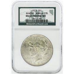 1923 NGC MS63 Peace Silver Dollar Coin