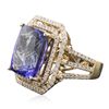 Image 4 : 14KT Yellow Gold 14.65ct GIA Certified Tanzanite and Diamond Ring