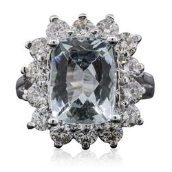 14KT White Gold 3.96ct Aquamarine and Diamond Ring