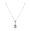 Image 3 : 18KT White Gold 4.71ctw Emerald and Diamond Necklace